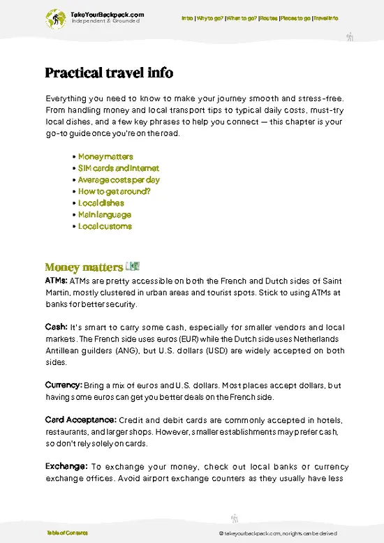 example page 7 from our offline Travel Guide for Saint Martin